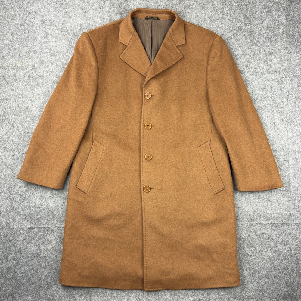 Louis Dell'Olio Overcoat Mens 44 Vicuna Brown Cashmere Car Coat Jacket Italy 90s